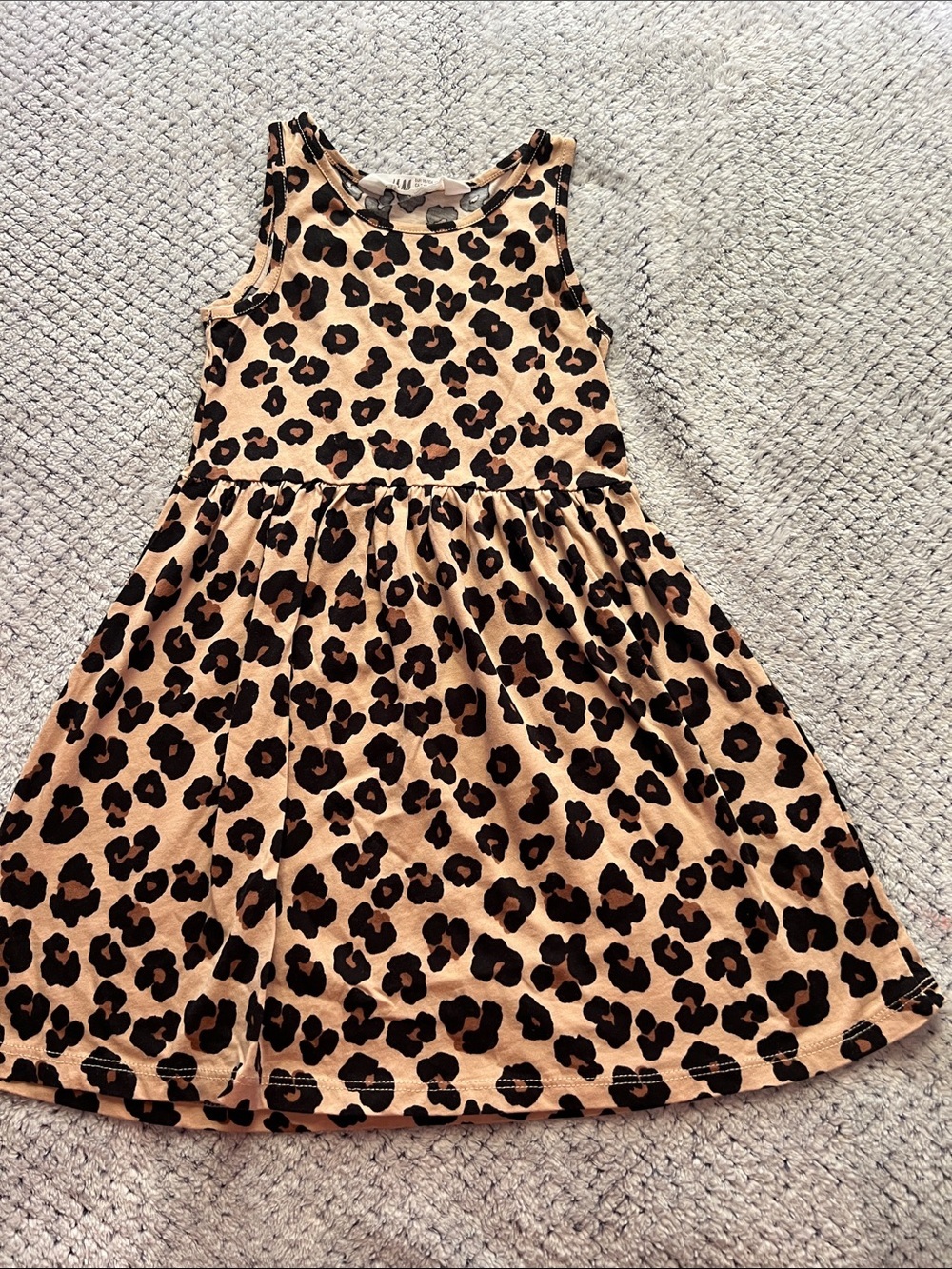 H&M Beige and Black Leopard Print Sleeveless Dress